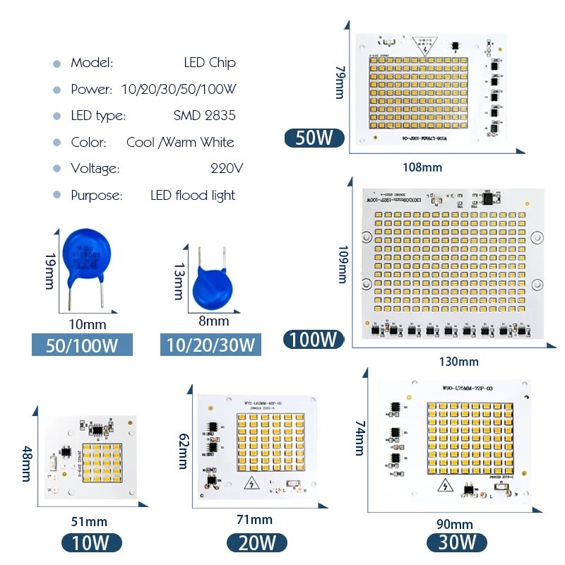 Cob Chip LED AC 220V 30W DIY Lampu Sorot