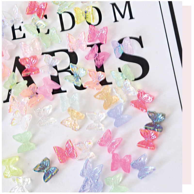 Siy 50pcs Ornamen Kupu-Kupu 3d Bahan Resin Untuk Dekorasi Nail Artmanicure Diy