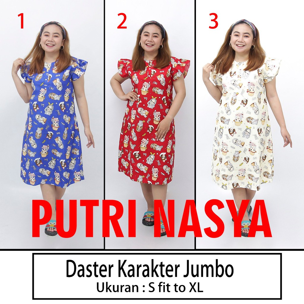 DASTER KARAKTER lengan pendek/motif campur leher BUSUI KATUN JEPANG KANCING DADA BUMIL BIASA LUCU