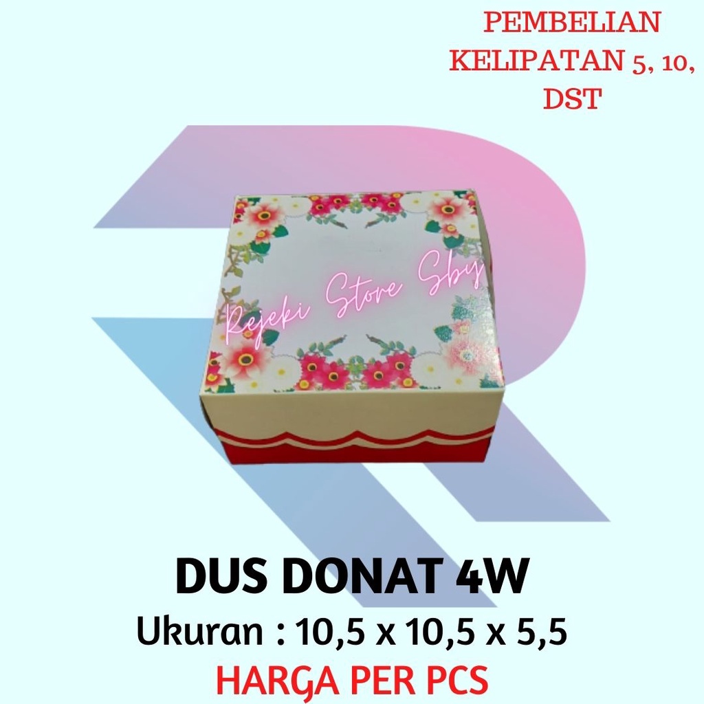 

[MIN 5 PCS] DUS KUE DONAT 4 WARNA 10,5 x 10,5 x 5,5 cm | KOTAK KUE