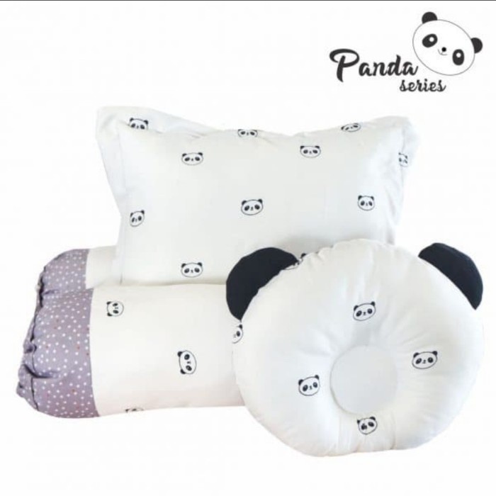 Bantal Guling Bayi Set Omiland Panda Series OWB 1142 + Bantal Peang