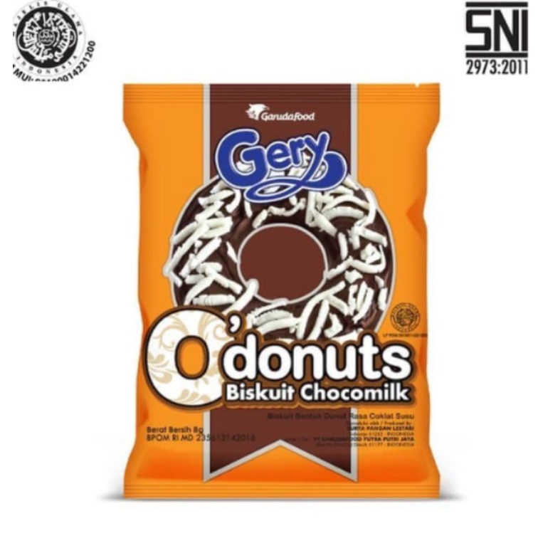 Gery O Donuts 24x8gr Biskuit Chocomilk O'Donuts Rasa Coklat Susu