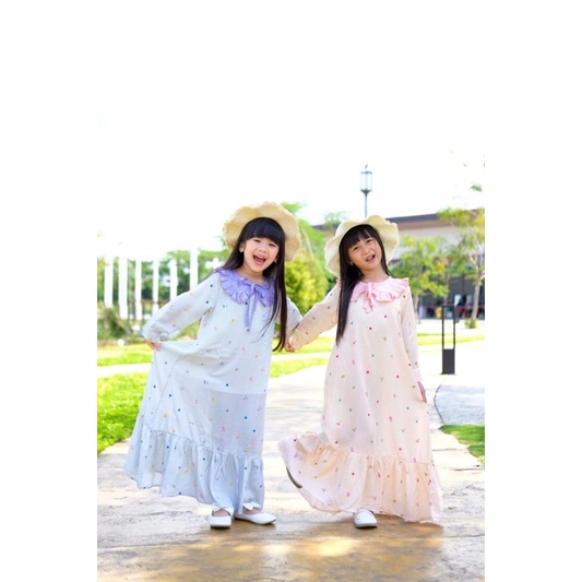 2-10T GAMIS RUFFLE FLOWKIDS DAILY / Gamis flowkids / gamis anak / gamis anak rayon