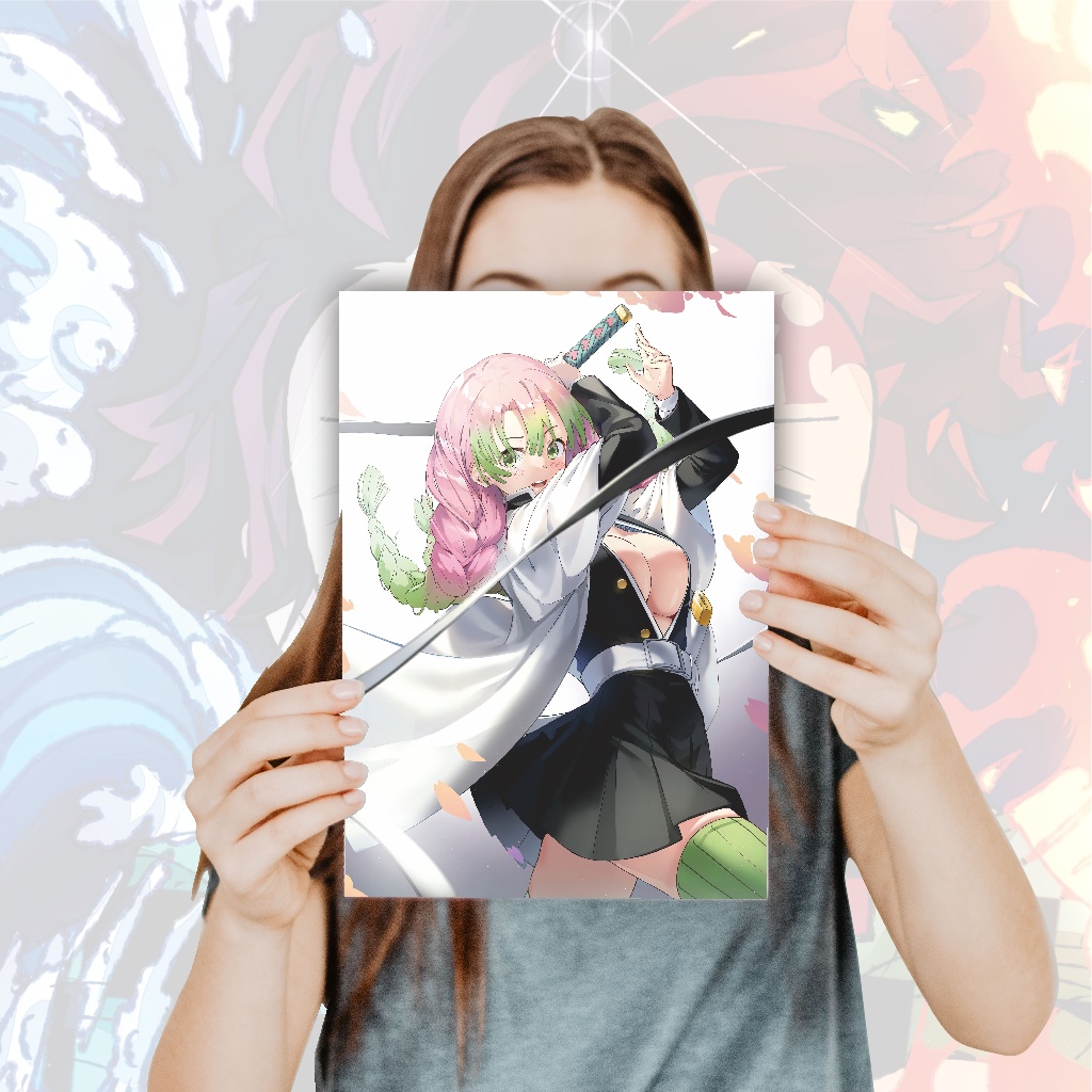 Poster Anime Kimetsu no Yaiba Demon Slayer Nezuko Tanjiro Zenitsu Giyuu Tomioka Inosuke - Size A4+-16 Mitsuri