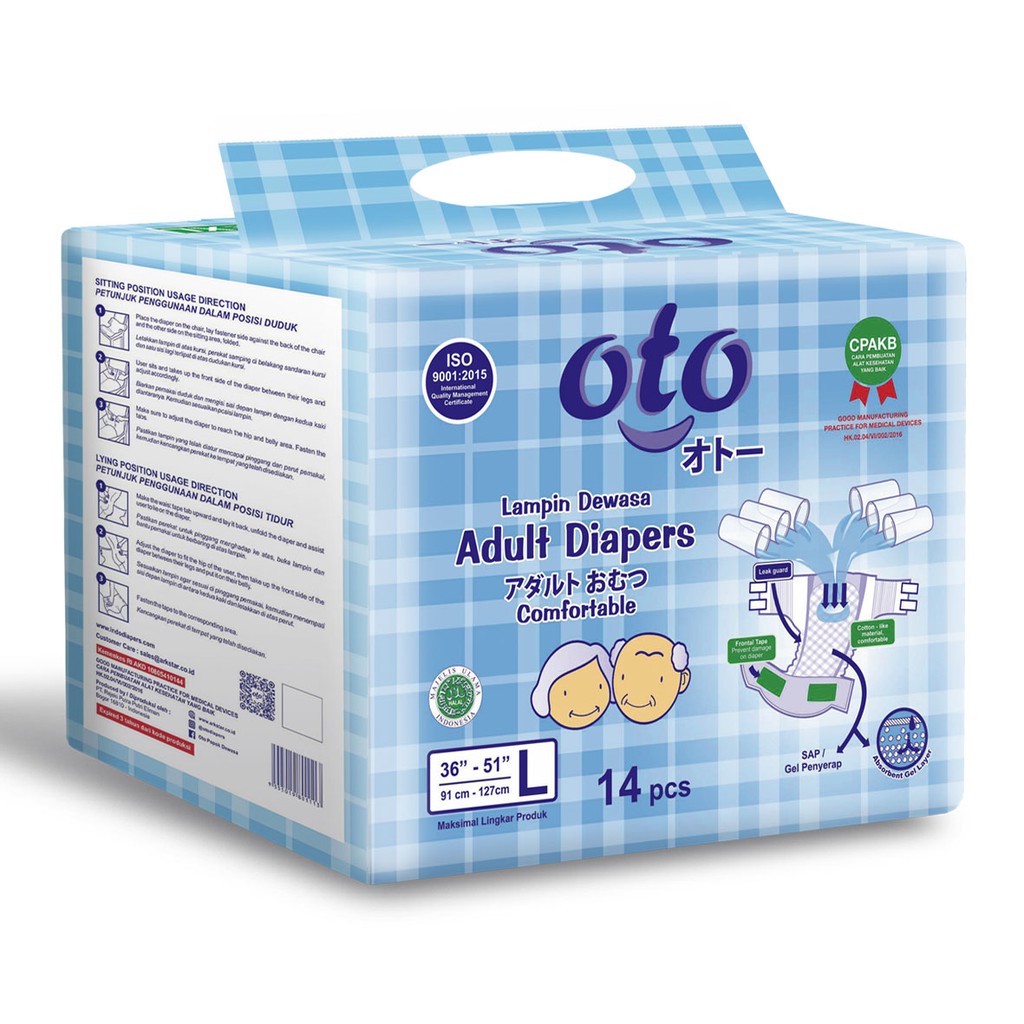 Promo Harga OTO Adult Diapers L14 14 pcs - Shopee