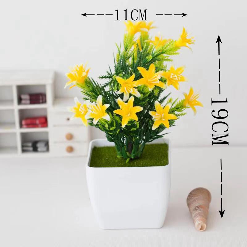 AM816 Bunga Plastik / Pajangan Bunga Artificial / Vas Kecil Segi4-2