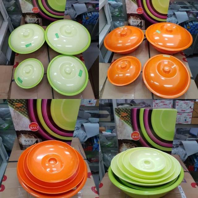 Golden Dragon Melamin T0611 Set Mangkok Tutup 4 Pcs Wadah Makanan