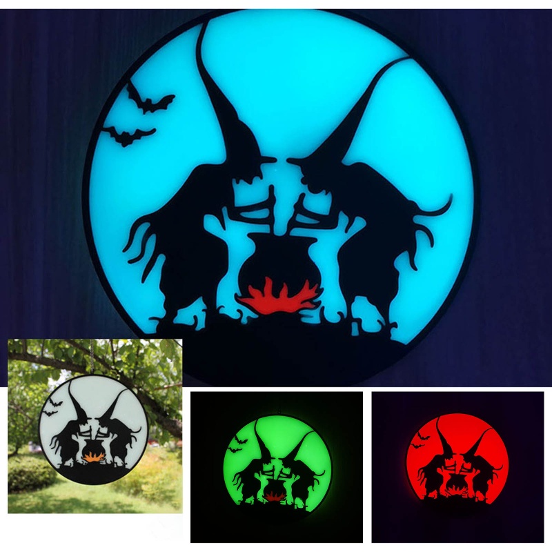Liontin Kaca Luminous Desain Penyihir Untuk Dekorasi Pesta Halloween