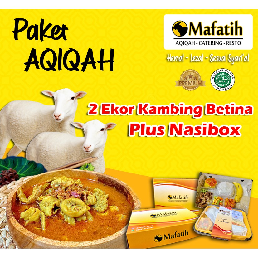 

Mafatih Aqiqah - Jasa Layanan Catering Aqiqah Murah Jabodetabek/ Paket Aqiqah 2 Ekor Kambing Betina Plus Nasibox