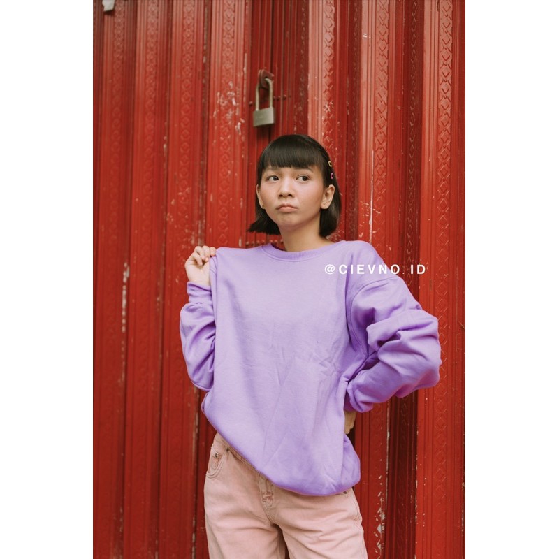 BASIC SWEATER UNGU MUDA SIZE M - XXXL