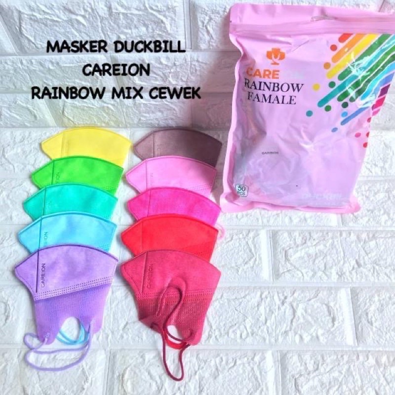 MASKER DUCKBILL CAREION RAINBOW CEWE COWO TERMURAH