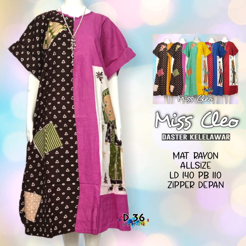 Daster Miss Cleo Kelelawar Semerbak Batik Pastel Baju Tidur Kartun Jumbo Santai Casual Home