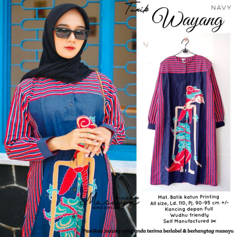 wayang tunik batik atasan top ori by masayu