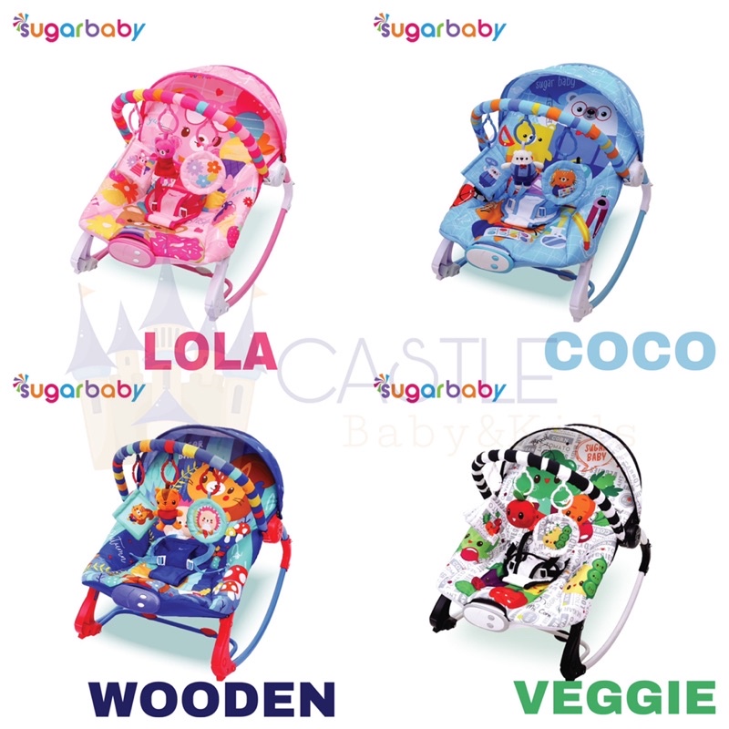 Castle - Sugar Baby 10in1 Premium Bouncer Rocker Extra Large Seat - XL Baby Bouncer - Kursi Bayi