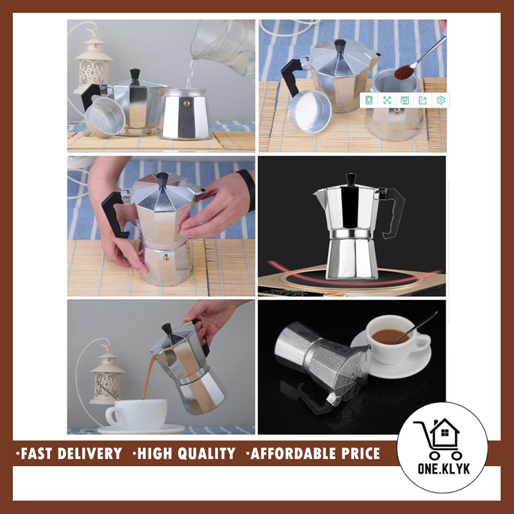 Moka Pot Espresso Coffee Kopi Maker 1 cup 3 cup 6 cup 9 cup