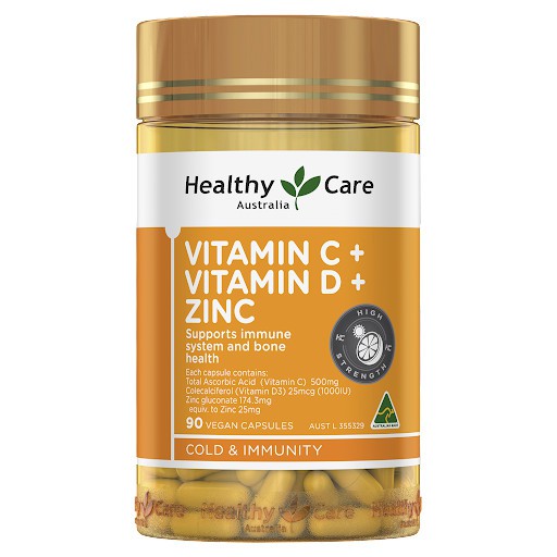 Healthy Care Vitamin C + Vitamin D + Zinc - 90 Capsules