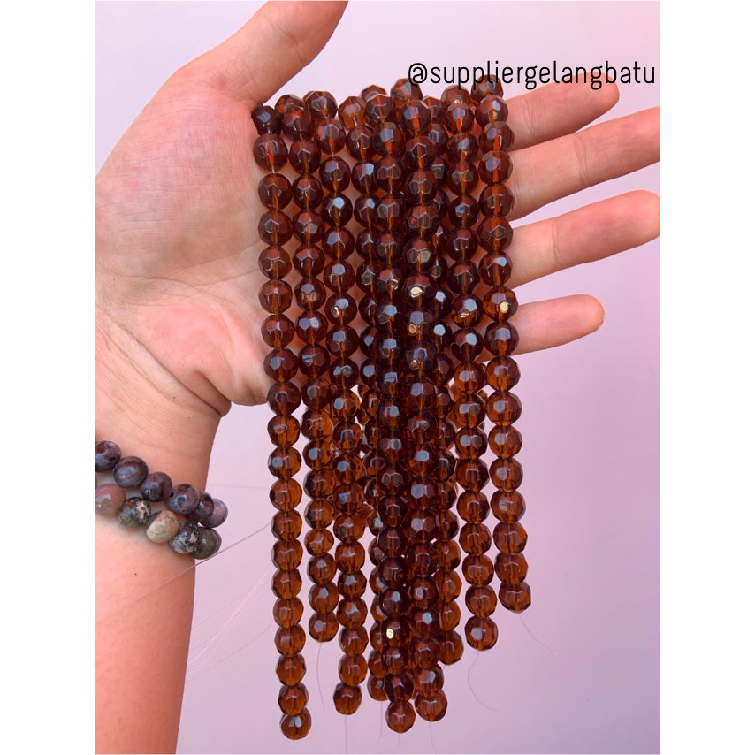 kristal bola dunia cutting 10mm Brown quartz COKLAT TUA kuarsa acc