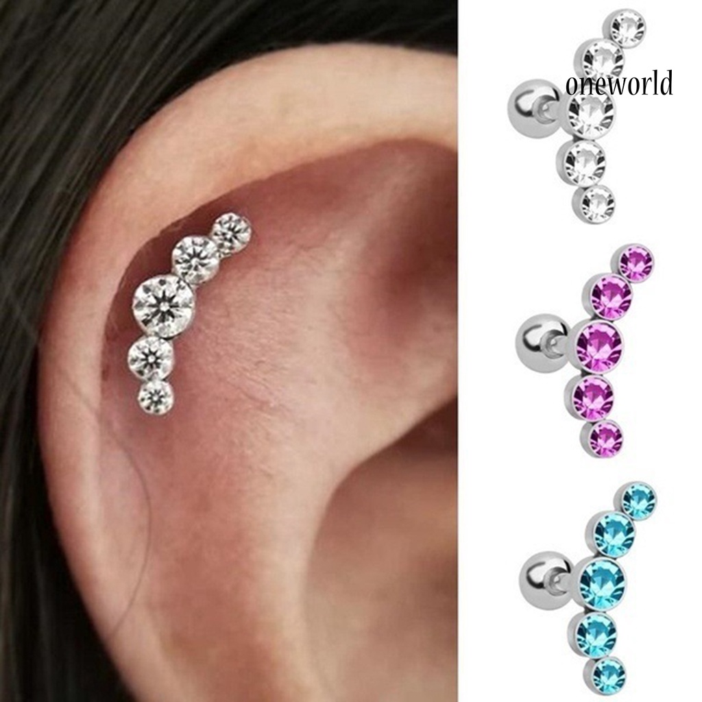 OW# 1Pc Women Stainless Steel Cartilage Helix Tragus Ear Stud Piercing Earring Gift