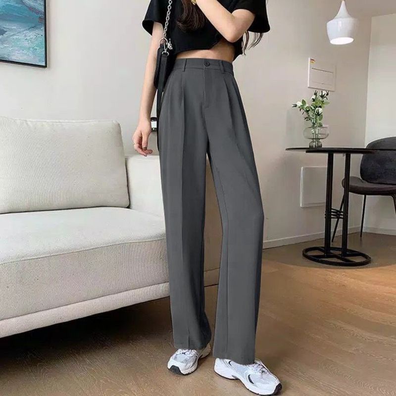 ￼Celana Panjang Kulot Yora Pants Highwaist V1 / Celana kerja Yora Pants Kulot Basic Wanita Loose Pants