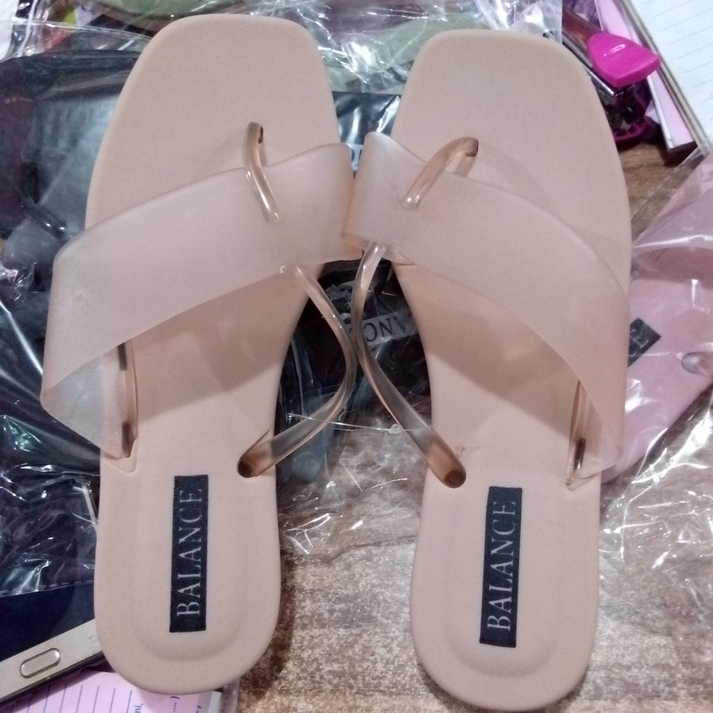 Sendal Wanita Kekinian Terbaru Jelly Import Korea Balance 1203-12 size 37-40  Sandal jepit jempol sandal transparan sandal terlaris