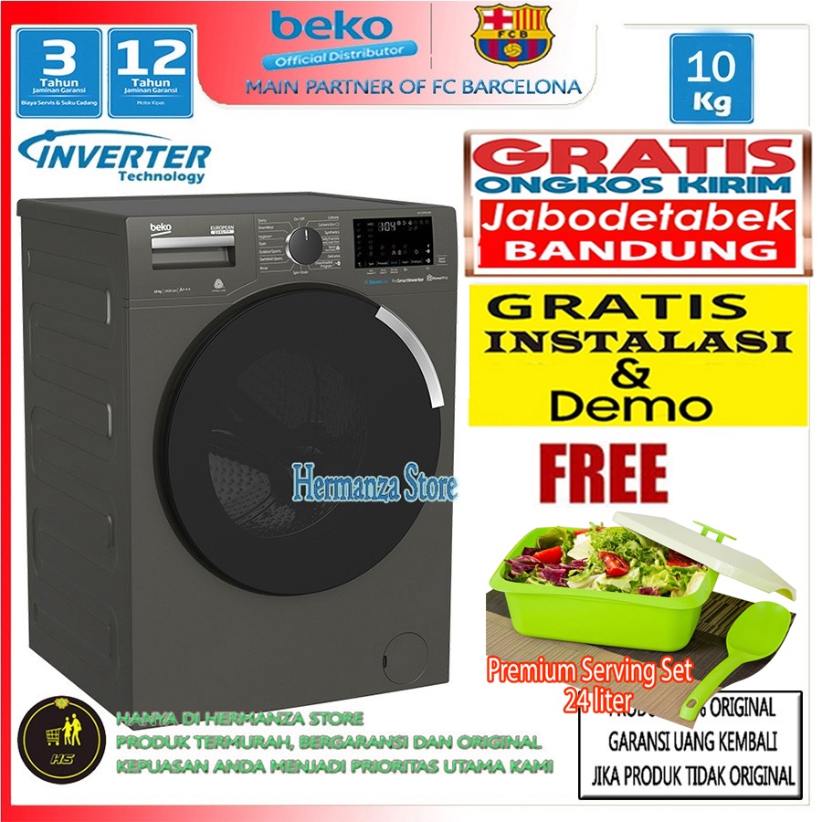 Jual Beko Mesin Cuci Front Load 10 Kg Inverter WCV 10746 XOM (FREE ...