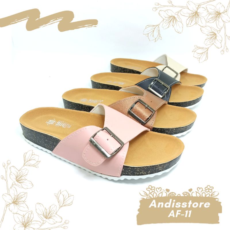 Sandal Selop Wanita Sandal Birken Slop Gesper Andis AF11