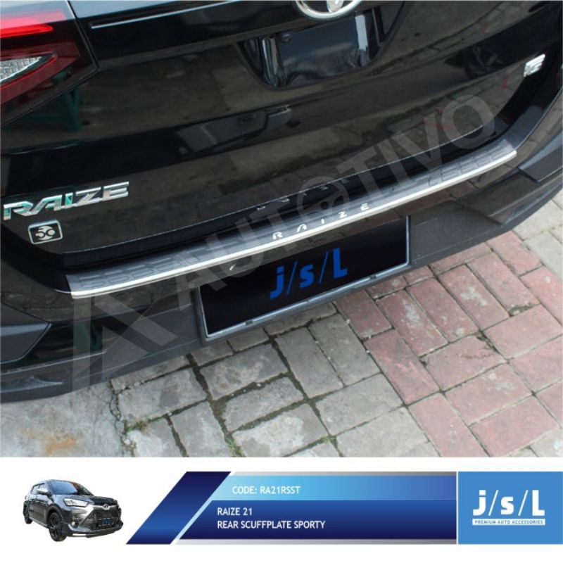 sillplate belakang Raize sporty hitam list chrome jsl