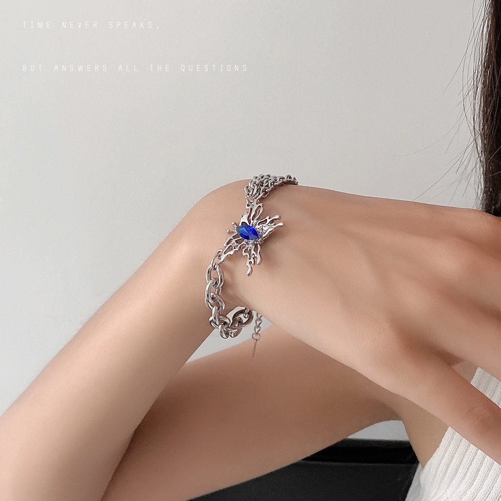 Niche desain Sapphire bertatahkan butterfly gelang wanita multi lapisan twin berlapis fashion normco