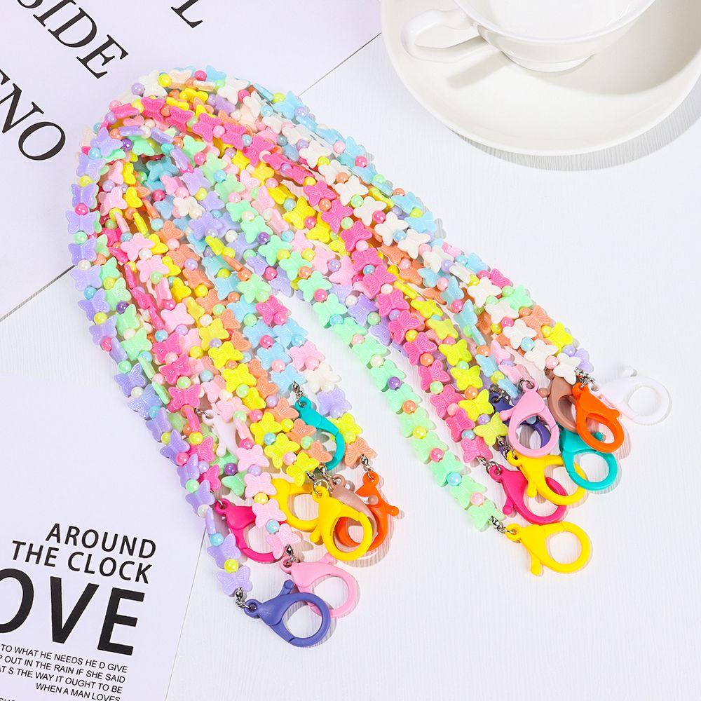 Lily Rantai Kacamata Adjustable Manik-Manik Warna-Warni Kupu-Kupu Akrilik Sunglasses Lanyards