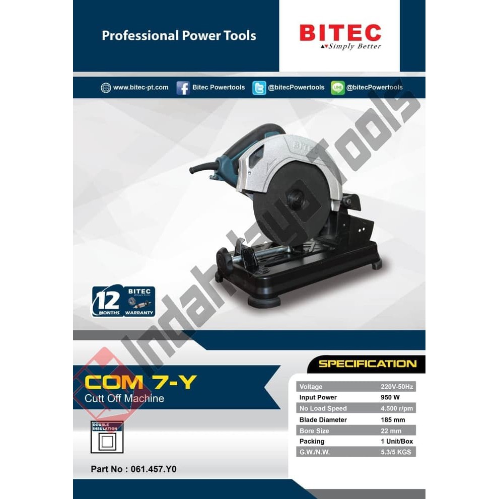 BITEC Mesin Cut Off Mini 7 Inch COM 7 Y Potong Besi Alumunium Kayu