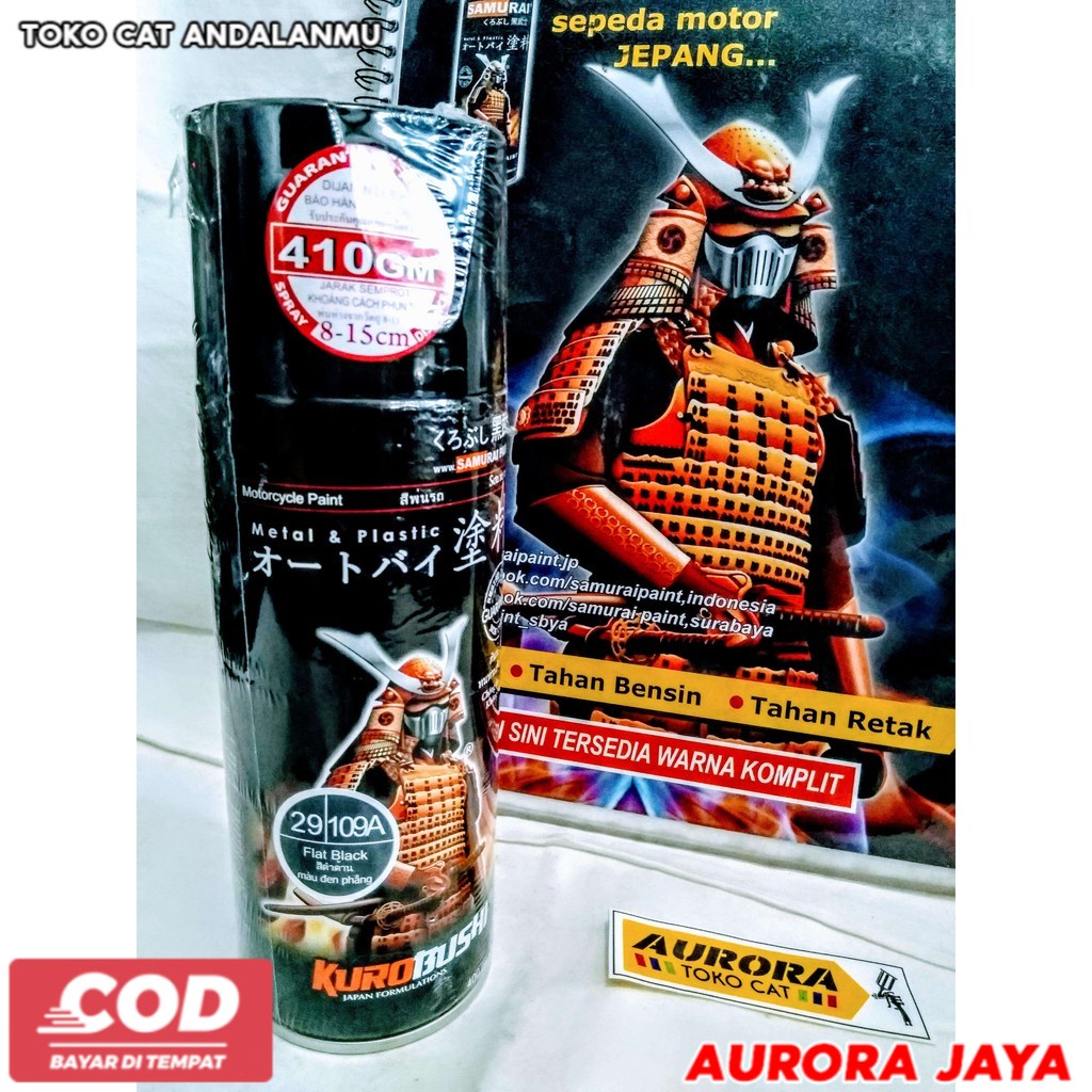 Pilox Pylox Samurai Black Dof Doff Flat Matte Matt Hitam Dop 109A Cat Mobil Motor Tahan Bensin Solid