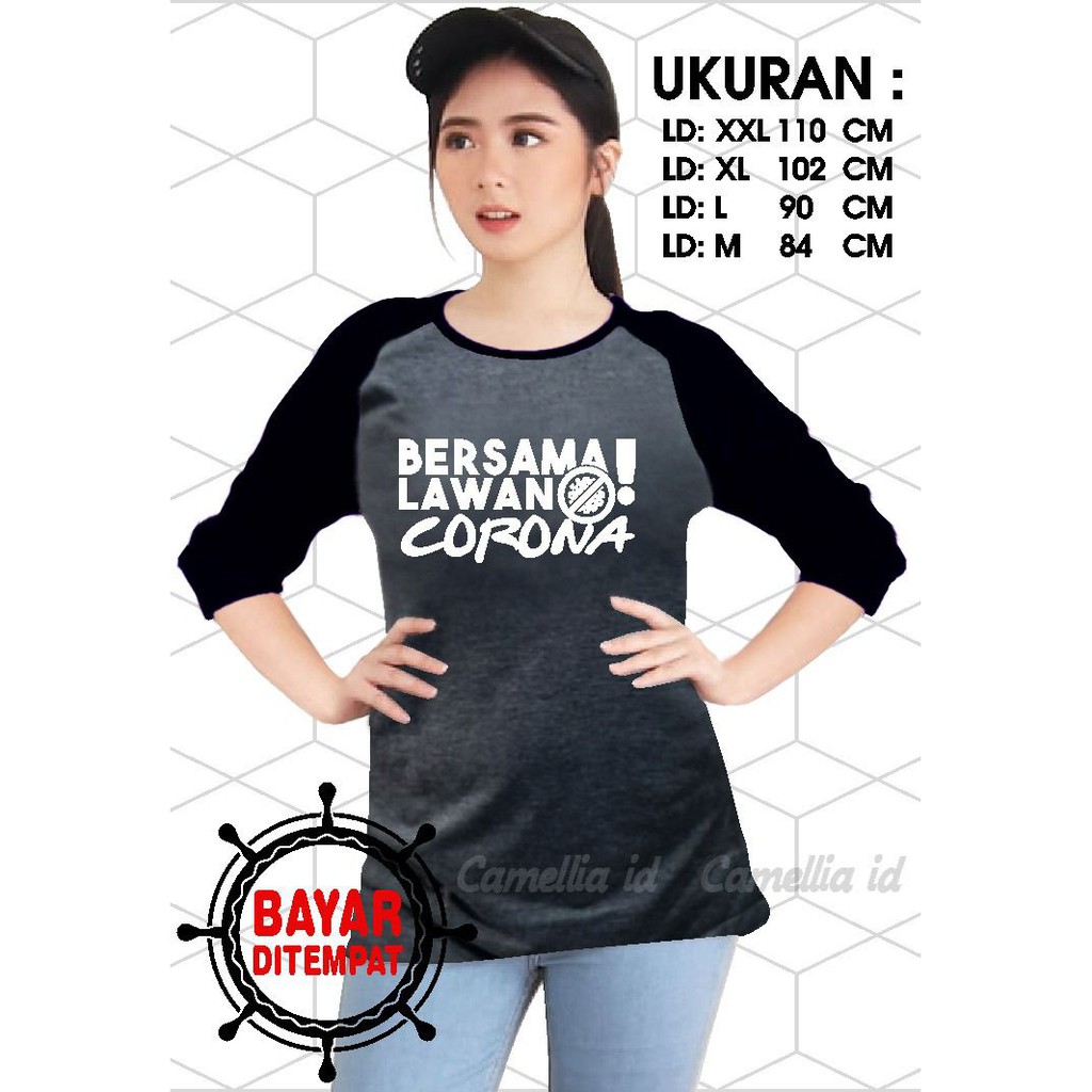 Kaos Raglan (CORONA)/Kaos WaNITA 3/4/ Kaos Wanita/ Kaos Cewek/ Kaos Oblong/Misty