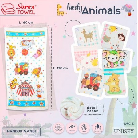 SOREX Towel Handuk Mandi Anak HMC 5 Animal Series