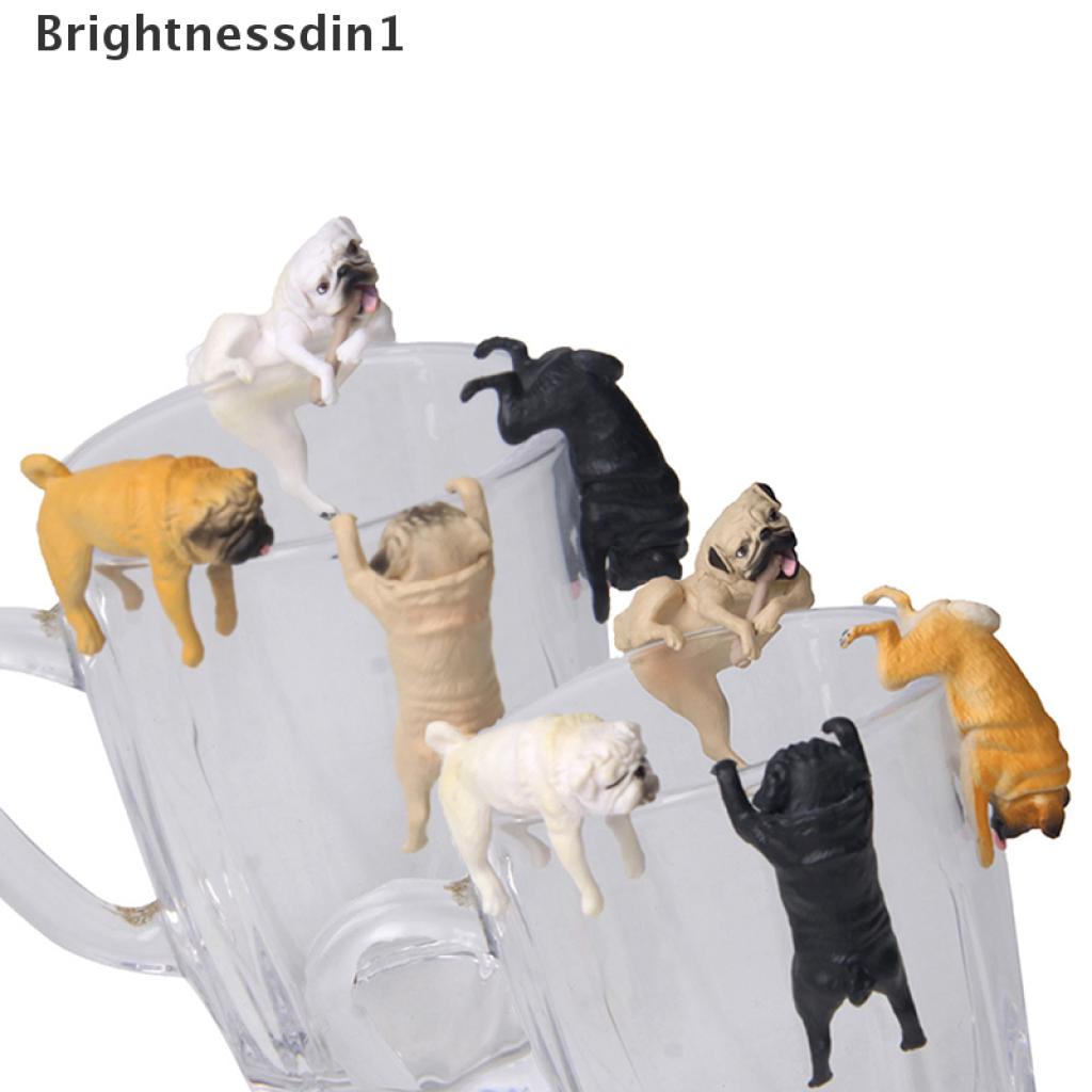 (Brightnessdin1) Miniatur Anjing Pug Realistis Untuk Dekorasi Rumah Boneka