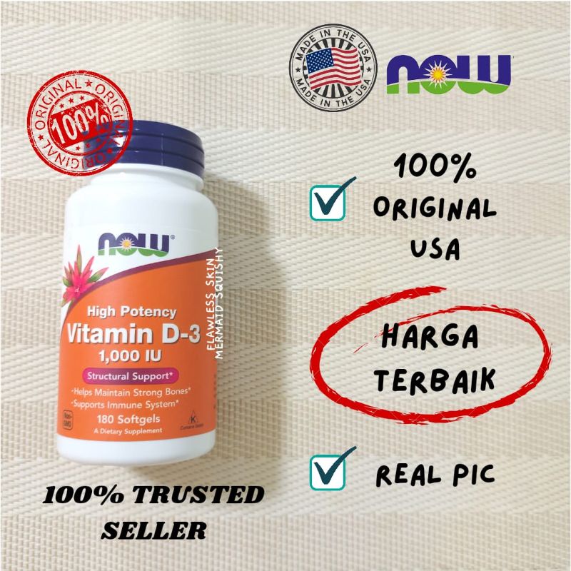 Now D3 1000 iu 180 softgel vitamin D 3 original usa imun