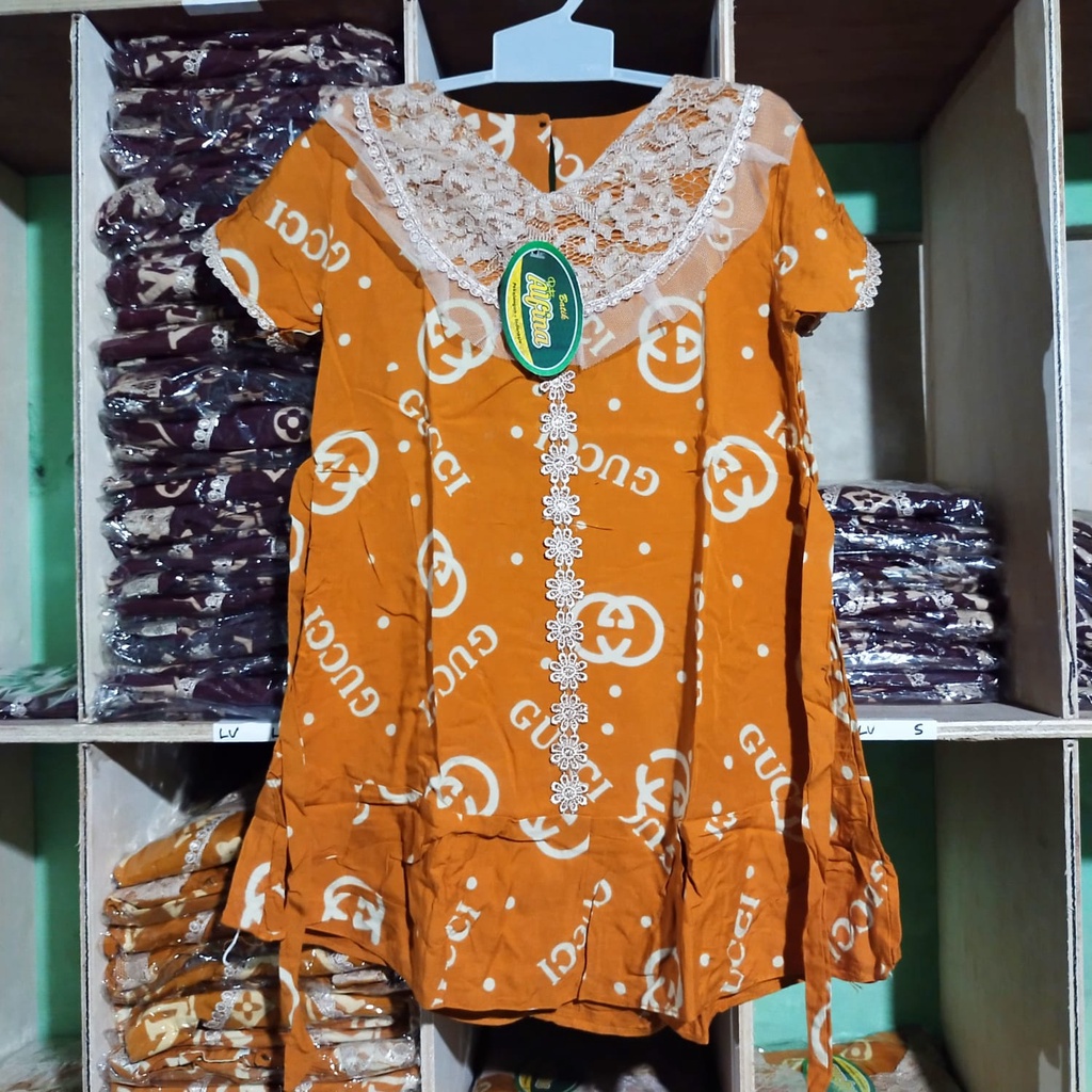 Homedress Daster Arab Renda Brokat Anak Motif GC  Tali Belakang Bawah Usia 1 - 6 Tahun