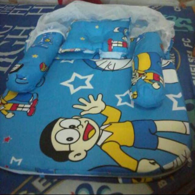 Kasur bayi lipat kelambu karakter doraemon murah