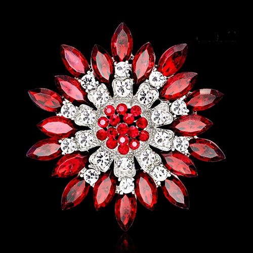 OW@ Women Fashion Flower Brooch Crystal Rhinestone Jewelry for Wedding Party Gift