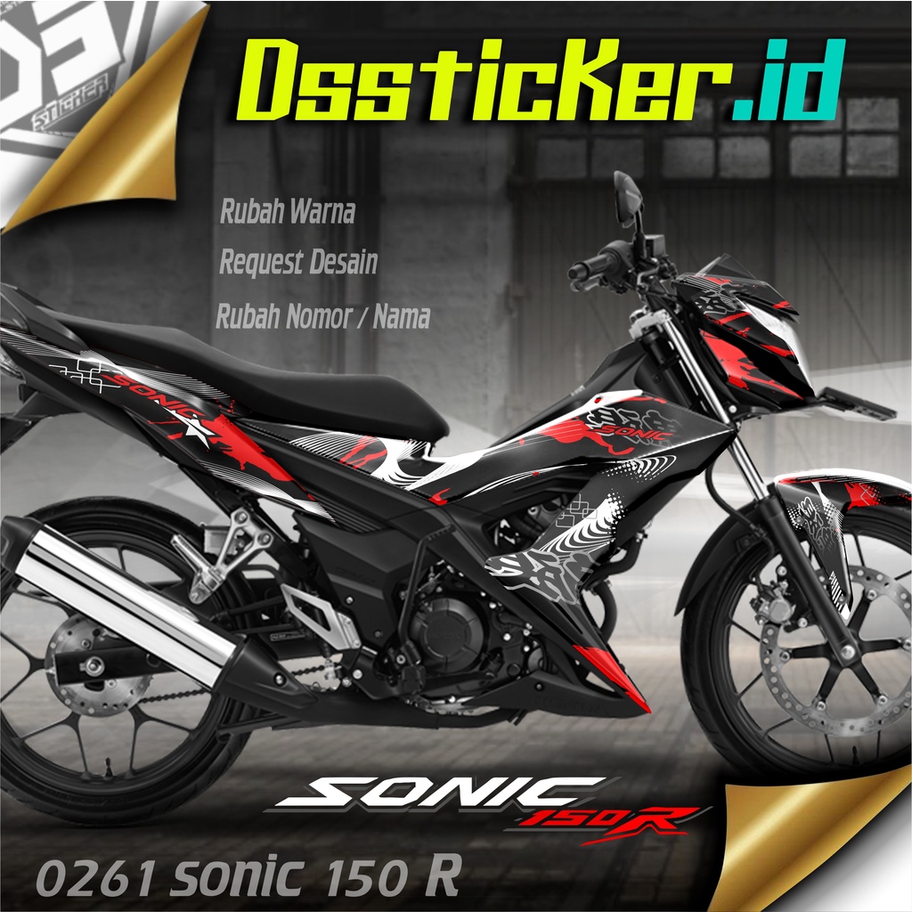 0261 Stiker  Decal Honda Sonic Abstrak Hitam List Variasi Sticker