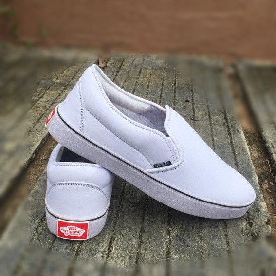 SEPATU SLIP ON PRIA WANITA VANS SLIPON PUTIH SLOP KASUAL TANPA TALI