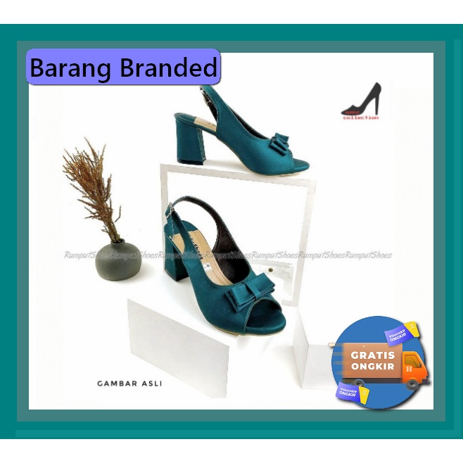 9.9 Brands Festival Sandal Hak Tahu Brukat Apollo Tinggi 5Cm Br01 NJ883 Brooke - Rumput Shoes Hak T