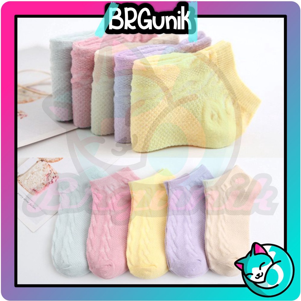 BRGUNIK Kaos Kaki Wanita Motif Pattern Rajut Polos Fashion Korea Women Sock Import Murah KK014