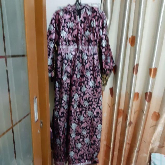 Gamis Batik Motif Bunga Mewah Glamour Murah / Busui  Big Size Jumbo Xxl Ld 120 Warna Pink Emas Biru