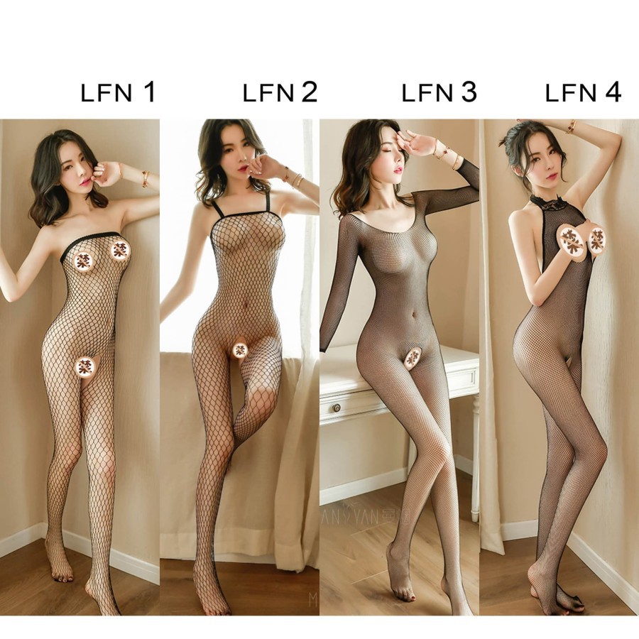 LFN kostum lingerie body suit stocking fishnet full badan