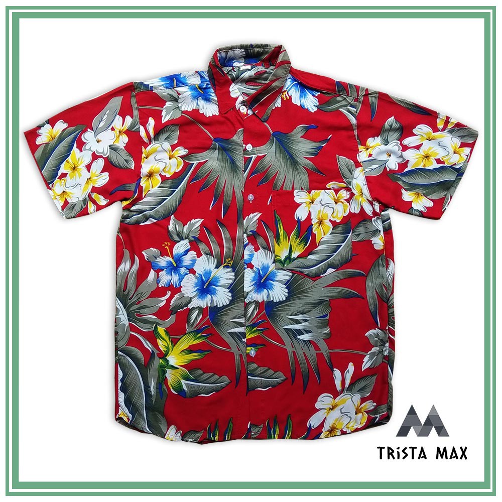 Floral Shirt - Baju Pantai Motif Bunga - Baju Pria Hawai - Kemeja Hawai Pantai - Hem Pantai Bunga