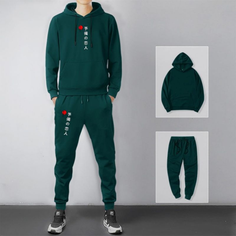 STELAN ( JEPANG ) STELAN PRIA DEWASA 1 SET SWEATER HODDIE + CELANA PANJANG JOGGER MODEL TERBARU