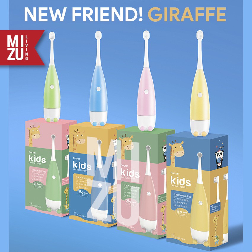 MIZU HAPPY RABBIT GIRAFFE Kids Sonic Vibration Electric Toothbrush Sikat Gigi Elektrik Anak-Anak