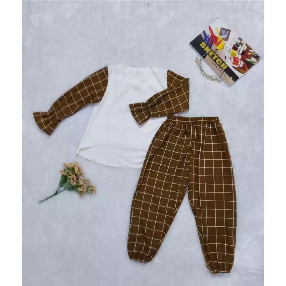 SETELAN ANAK PEREMPUAN/BAJU ANAK PEREMPUAN/SETELAN ANAK PEREMPUAN/MODEL TERBARU/SETELAN COMBI KOTAK/SET ANAK PEREMPUAN