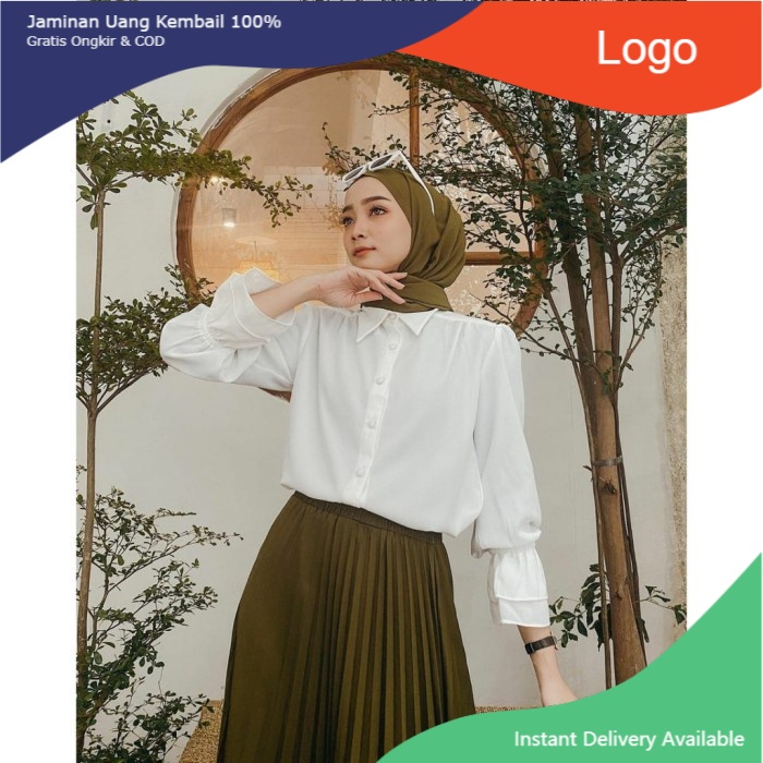 Elsa Blouse Atasan Top Korean Style Fashion Remaja Muslim Wanita - Putih