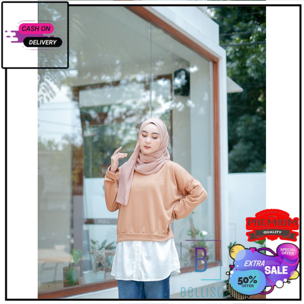 Baju harian cewek wanita Blouse kekinian terbaru model Atasan Muslim Fashion Korea Mocca